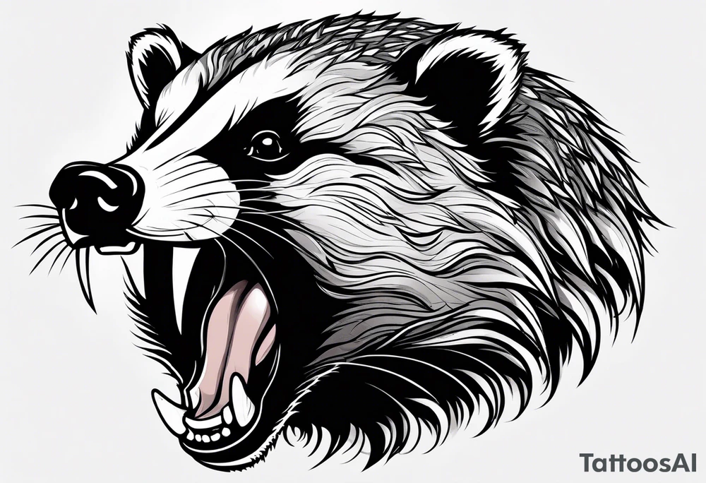 badger mouth open tattoo idea