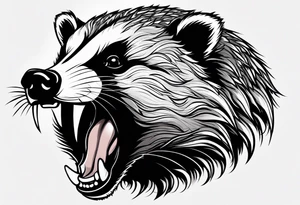 badger mouth open tattoo idea