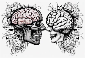 Half a human heart and half a human brain side by side tattoo idea