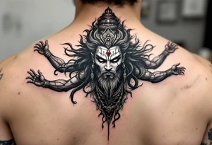 Asura God tattoo with 4 arms realism tattoo idea