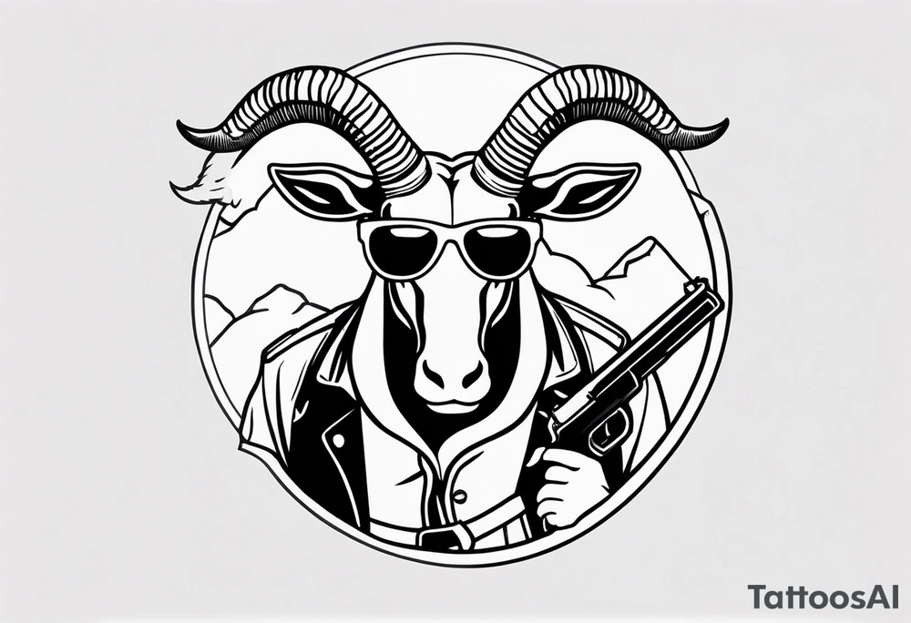 capricorn with sunglasses and shotgun tattoo idea
