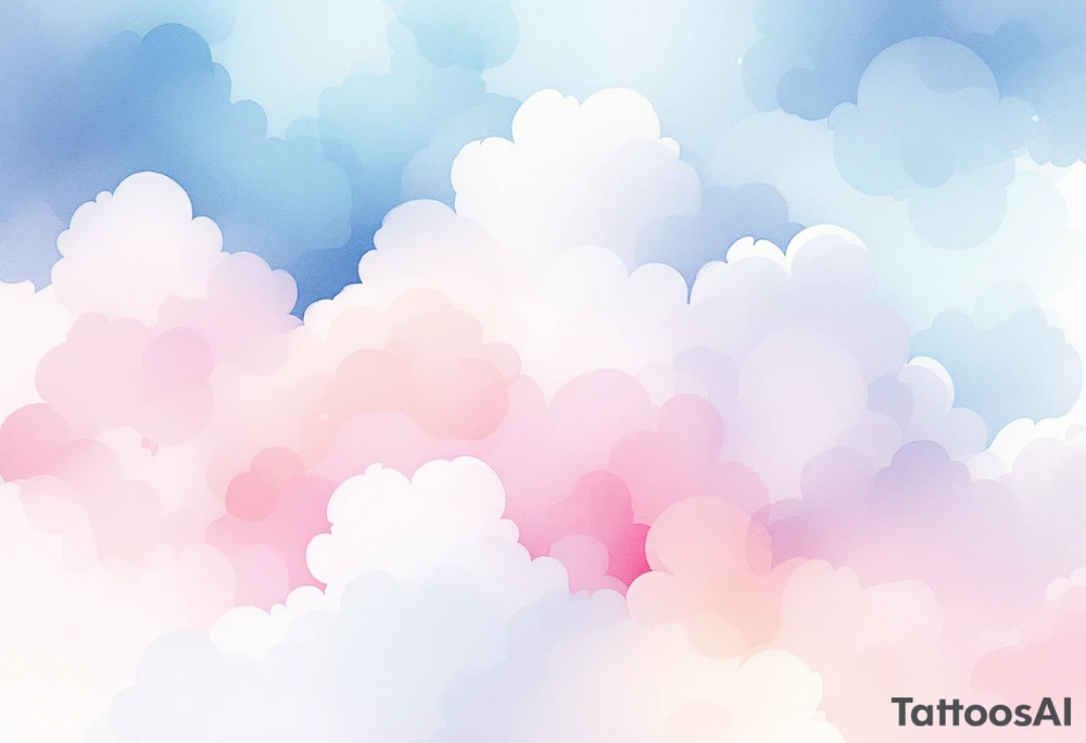 Pastel Cloud Paw Prints – Dreamy cloud-like prints in baby blue, lavender, and soft pink with blurred edges, giving a soft and whimsical look. tattoo idea