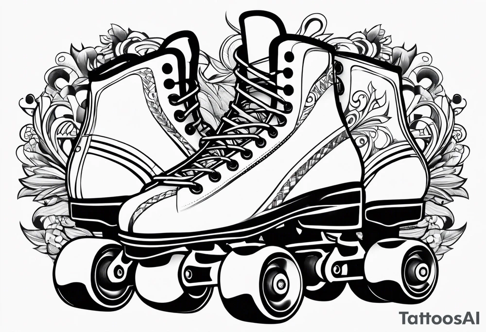 Pair of rollerskates facing left tattoo idea