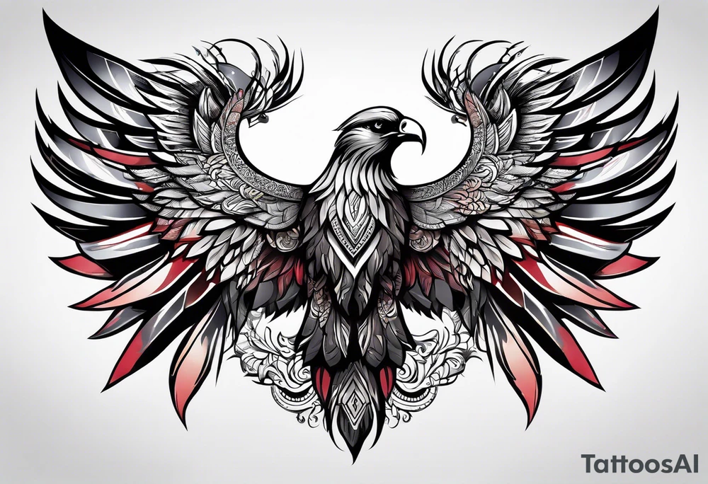 condor wings spread upper back tattoo idea