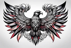 condor wings spread upper back tattoo idea