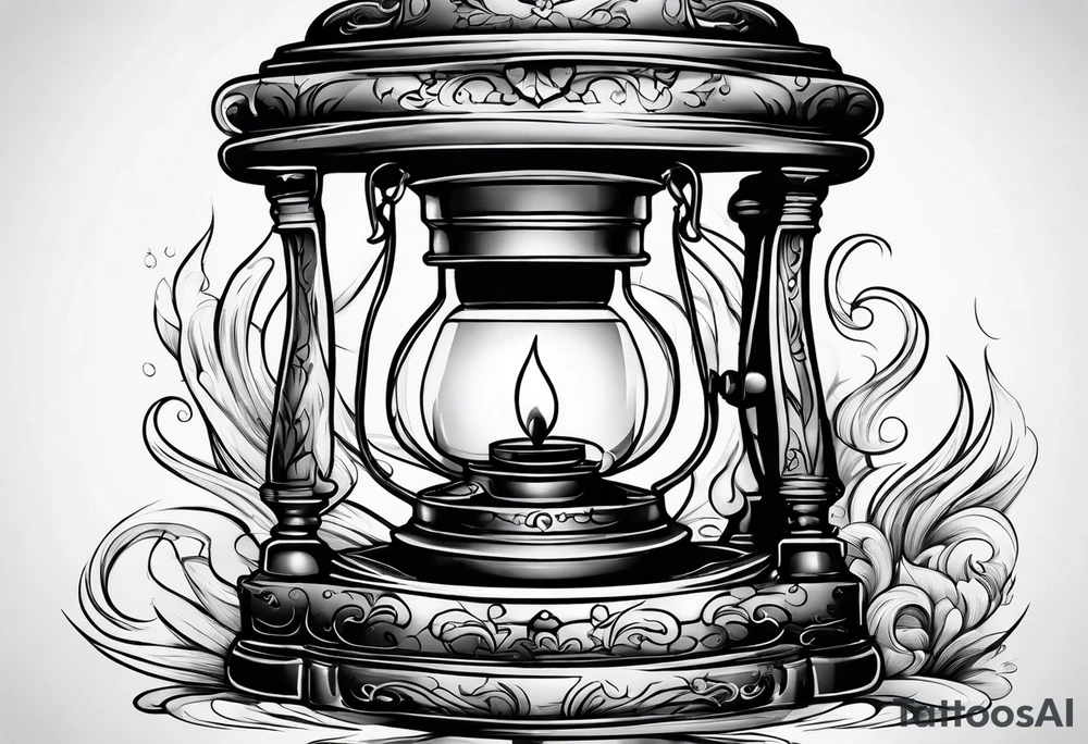 Extinguished oil lamp with smoke tattoo idea