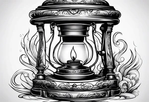 Extinguished oil lamp with smoke tattoo idea