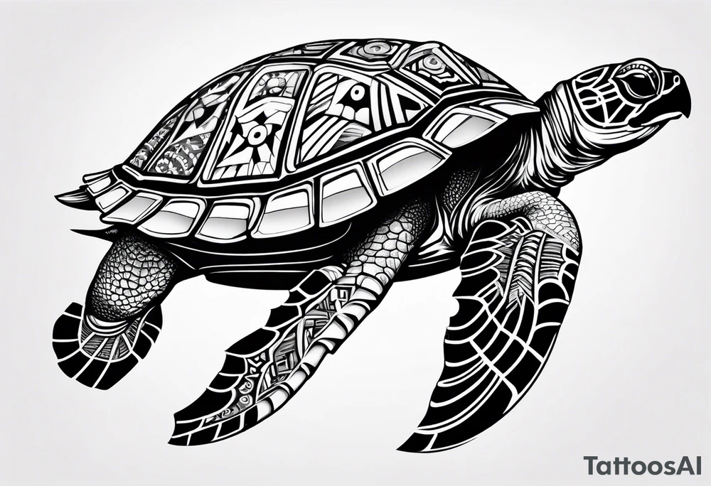 Turtle with compass tattoo idea