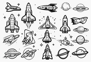 Super simple cartoon space shuttle tattoo idea