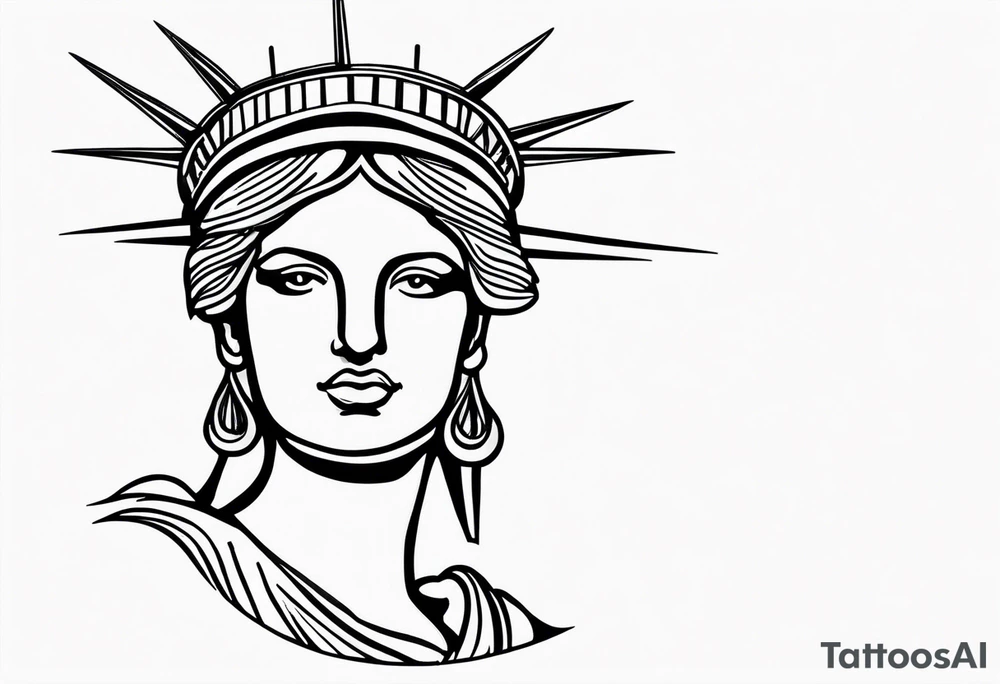 Continuous line statue of liberty crown only feminine tattoo idea