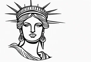 Continuous line statue of liberty crown only feminine tattoo idea