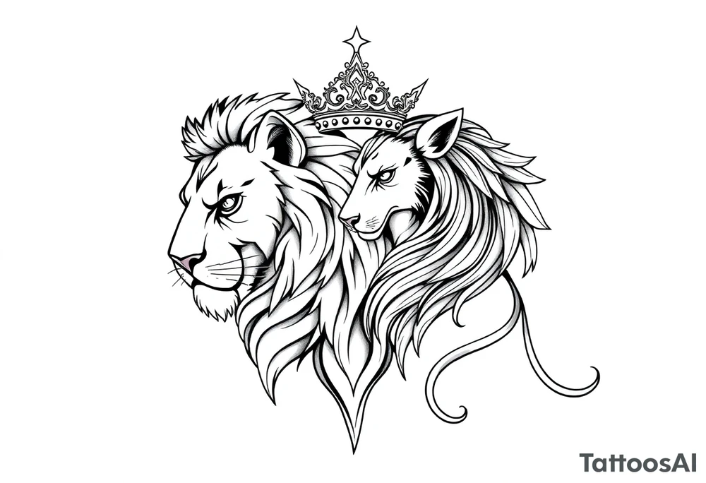 powerful majestic lion vagina and anus 
with a crown tattoo idea
