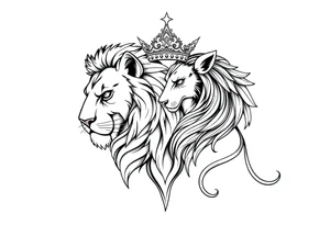 powerful majestic lion vagina and anus 
with a crown tattoo idea