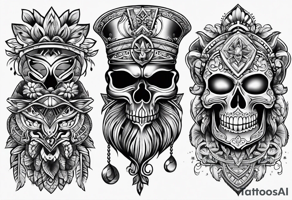 Ukrainian symbols in Chicano style tattoo idea