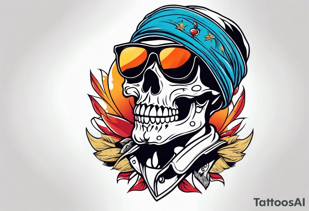 Scull wearing bandana and sunglasses 256 tattoo idea