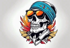 Scull wearing bandana and sunglasses 256 tattoo idea