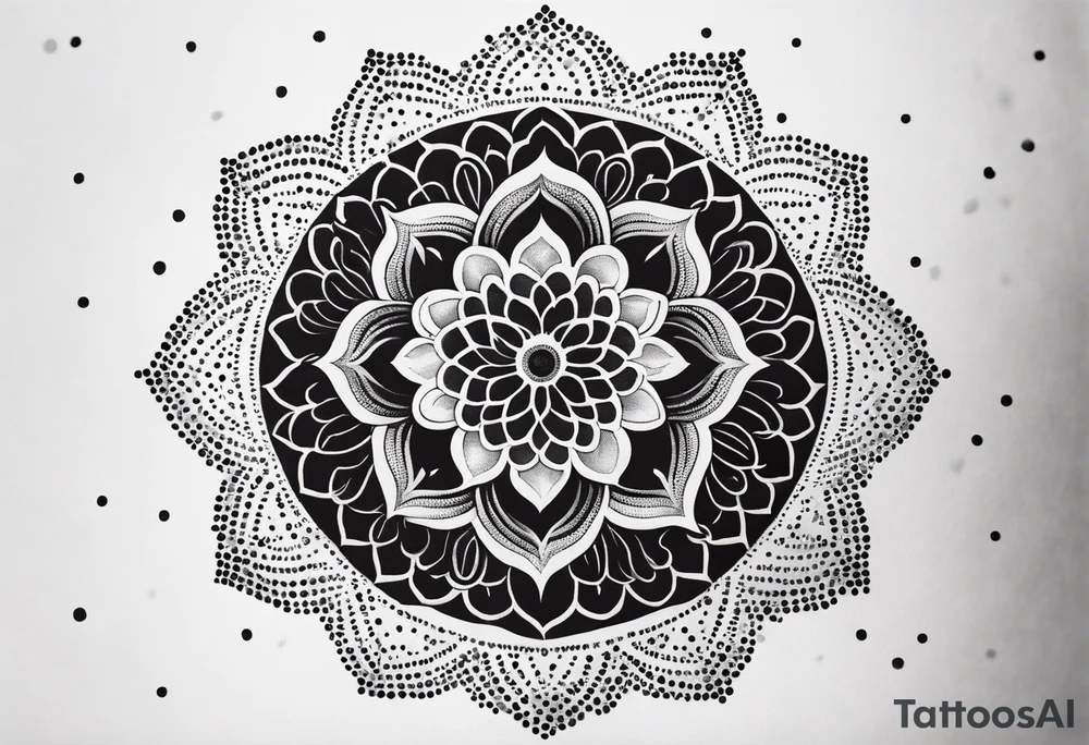 A feminin minimalist mandala with simple dit chain tattoo idea