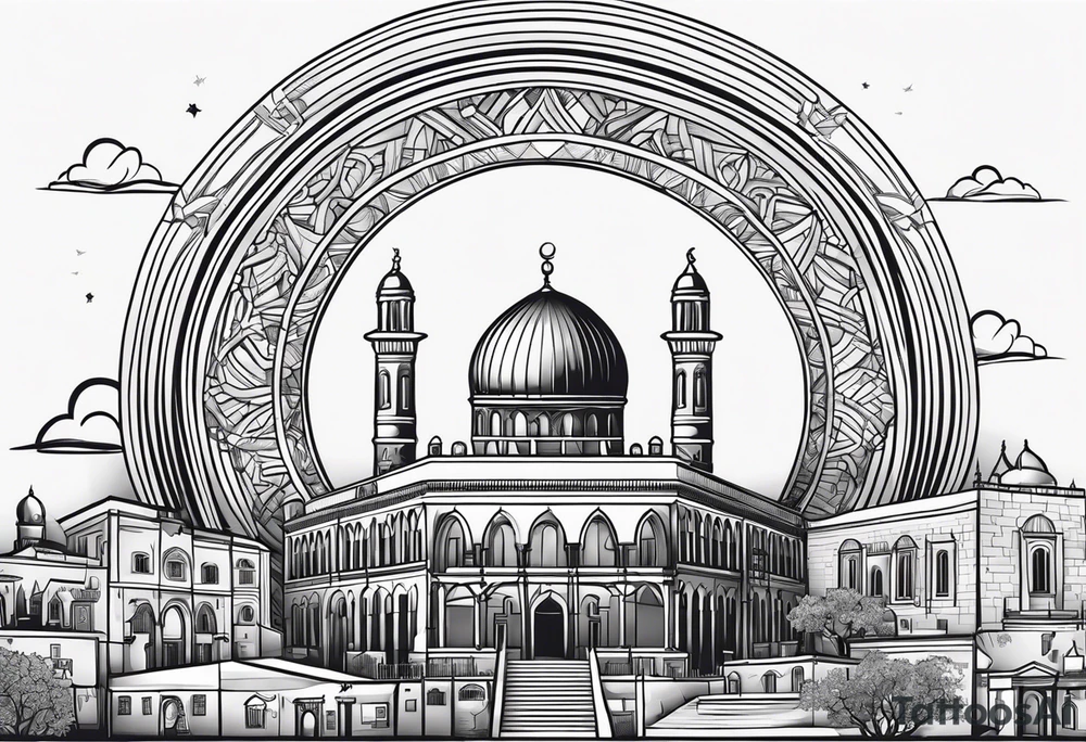 israel city vector swirl 
 vignette tattoo idea