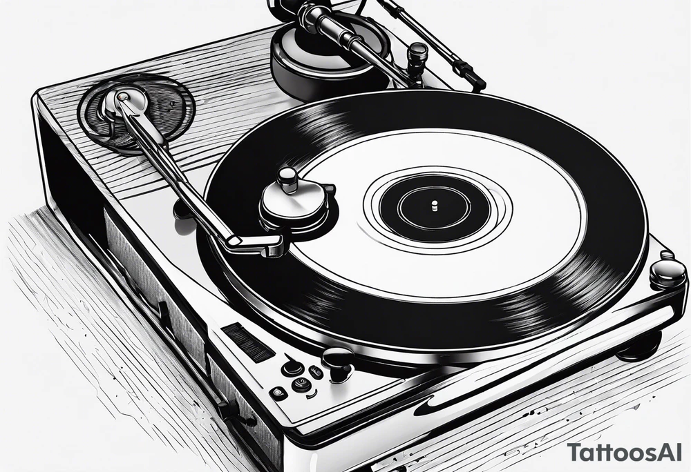 A recordplayer fineline minimalistic tattoo idea