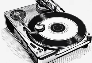 A recordplayer fineline minimalistic tattoo idea