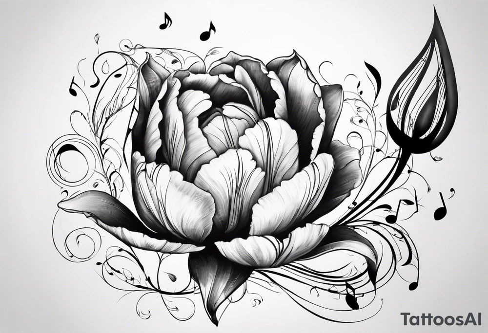 Tulip with music note tattoo idea