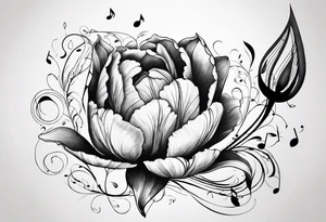 Tulip with music note tattoo idea