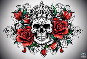 neck tattoo stencil about pain and struggle in new school or polka trash style with flowers and/or skulls tattoo idea