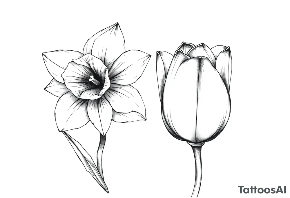 Daffodil and Tulip tattoo idea