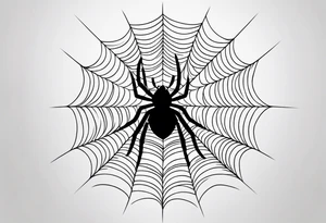 Spider web with spider on arm tattoo idea