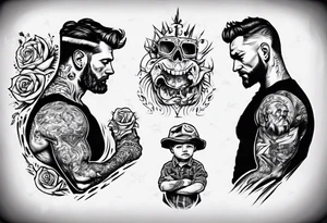 Father leading his son tattoo idea