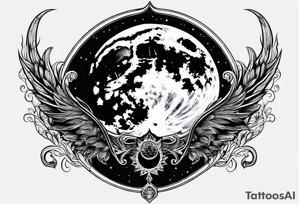 Moon background tattoo idea