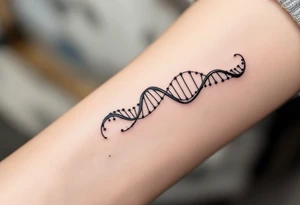 A fine-line black helix spiraling gently around the forearm like a strand of DNA. tattoo idea