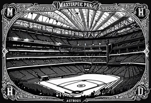Minute Maid Park with Houston Astros written below it tattoo idea