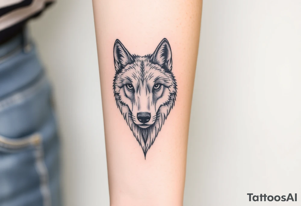 wolf head looking straight forward tattoo idea