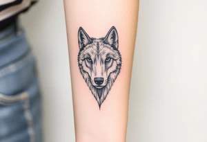 wolf head looking straight forward tattoo idea