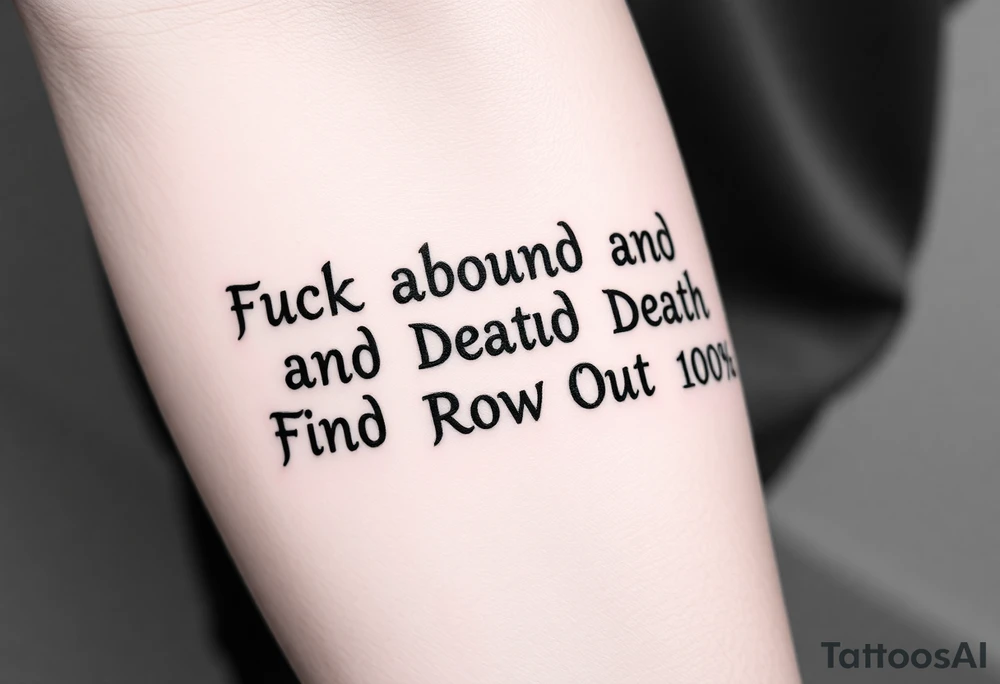 Fuck
     Around
           And          Death
                Find            Row  
                      Out      100% tattoo idea