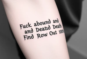 Fuck
     Around
           And          Death
                Find            Row  
                      Out      100% tattoo idea