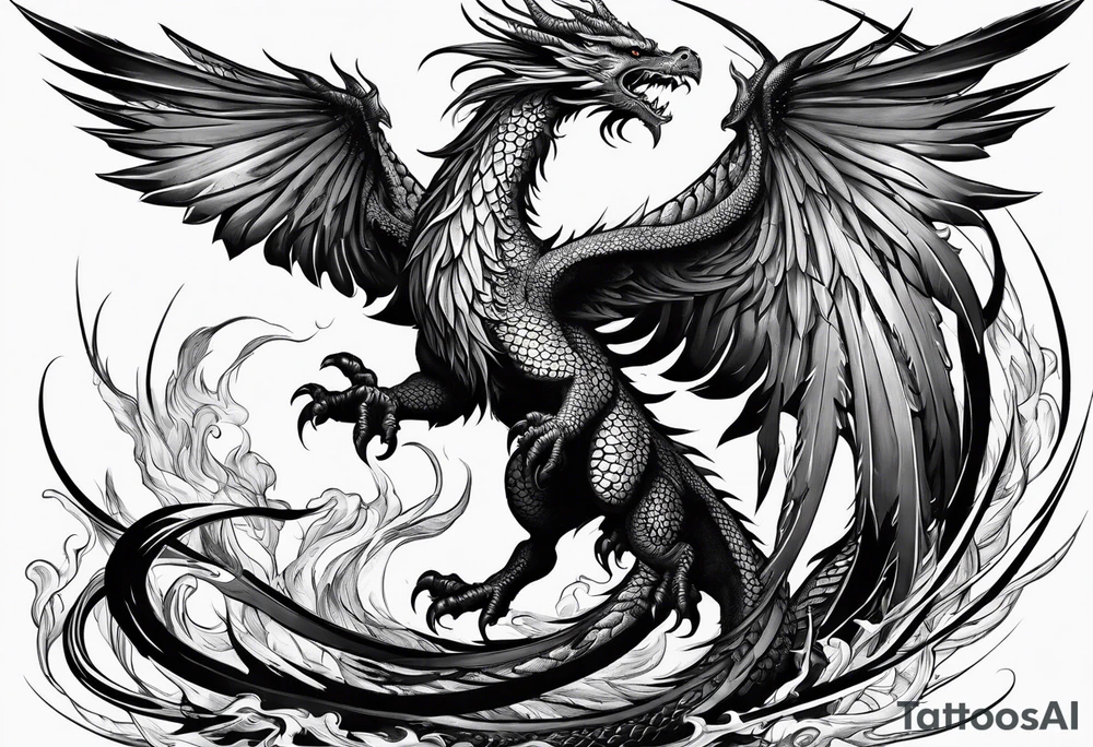 phoenix fighting dragon tattoo idea