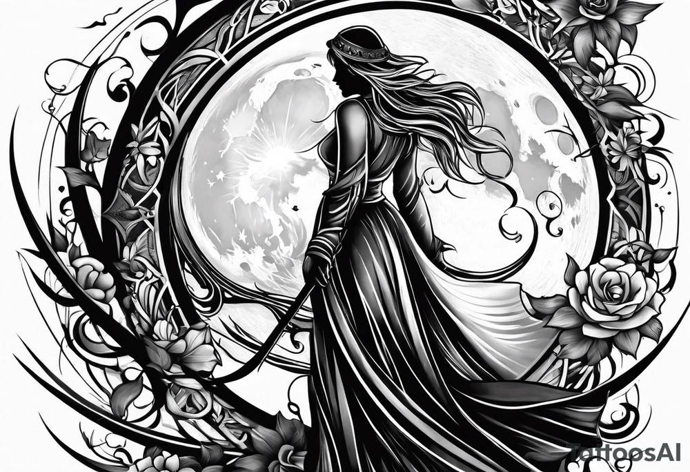 Scythe moon tattoo idea