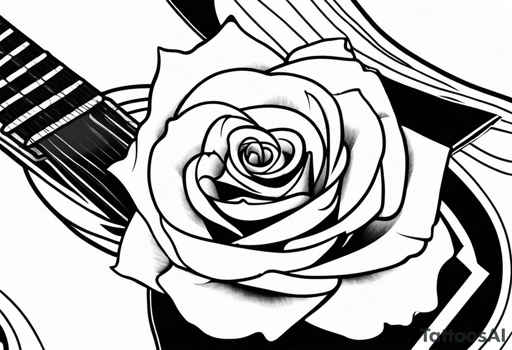 a rose with an acoustic guitar and a wrench tattoo idea