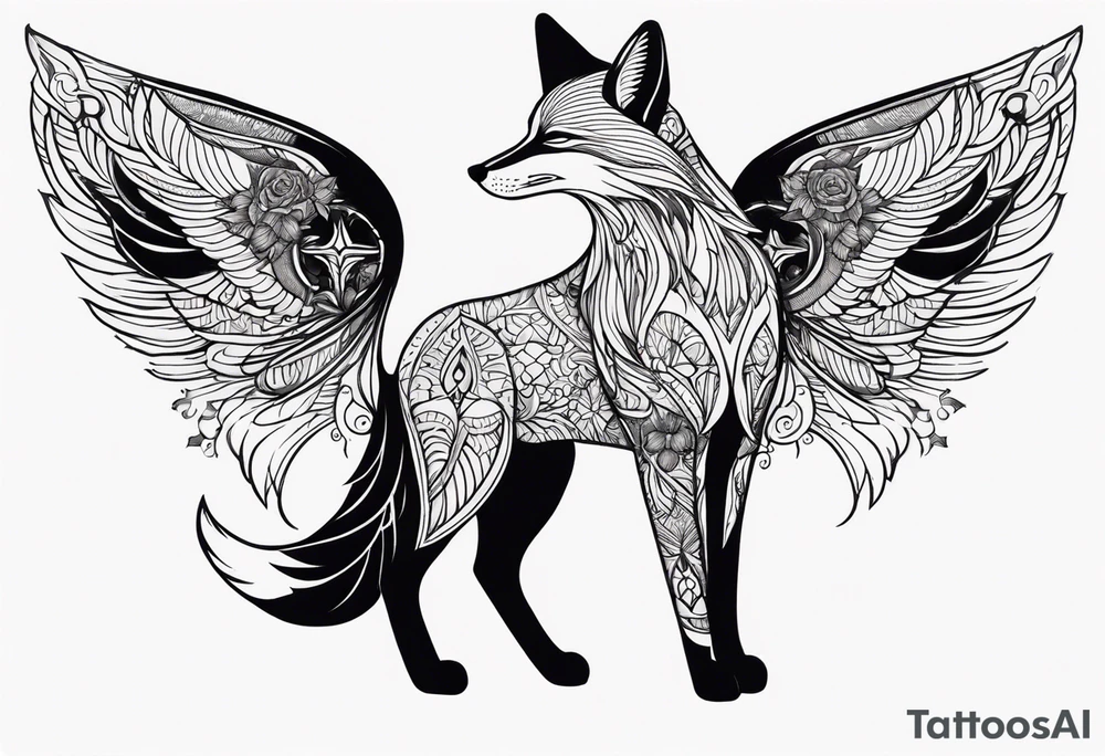 Fox with wings tattoo idea