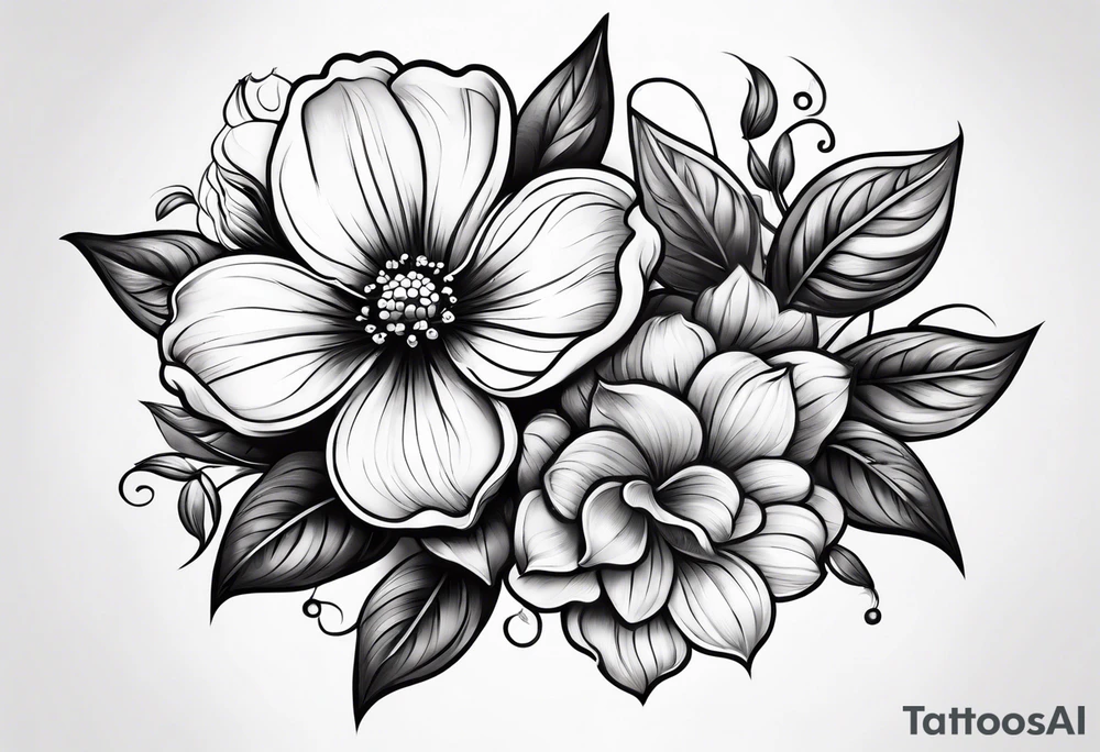 Dog wood flower tattoo idea