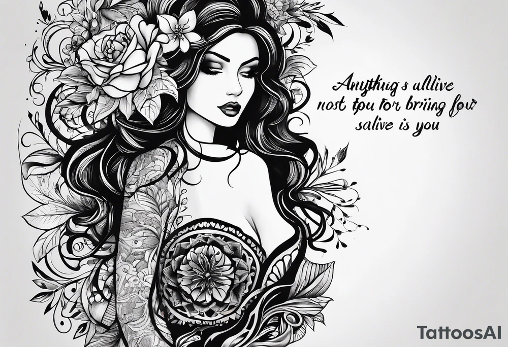 Script tatoo of the quote, "anything or anyone
that does not bring you alive
is too small for you." tattoo idea