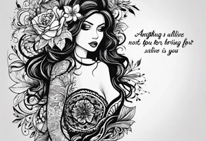 Script tatoo of the quote, "anything or anyone
that does not bring you alive
is too small for you." tattoo idea