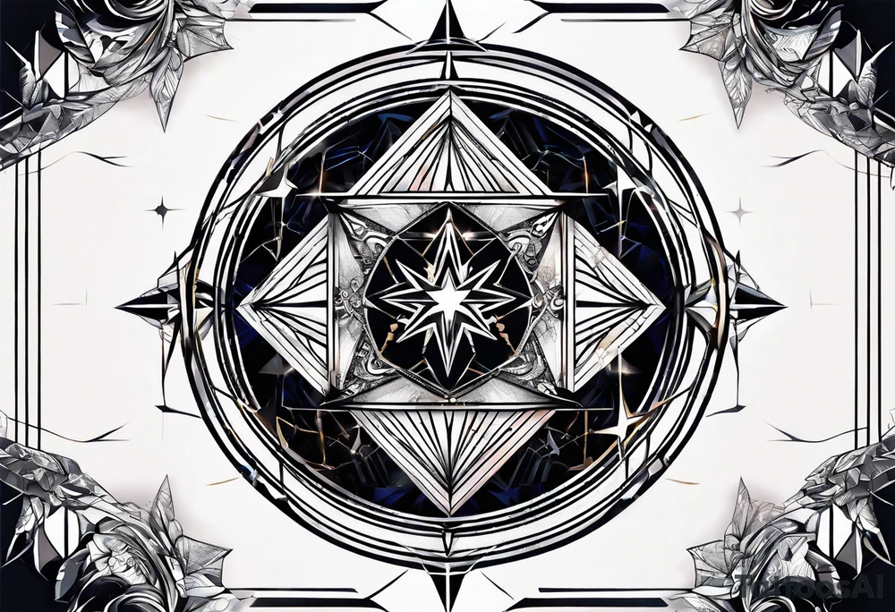 Geometry with graphics, theme of stars tattoo idea