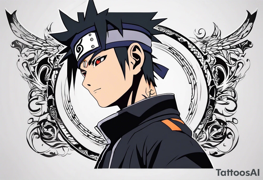 A naruto headband with the letters AR in the middle tattoo idea
