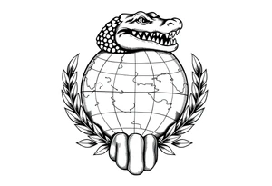 can you create a globe with laurel wreaths on the bottom and a gator above the glove tattoo idea