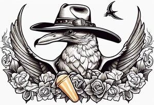 Pterodactyl wearing a cowboy hat eating ice cream sundae tattoo idea
