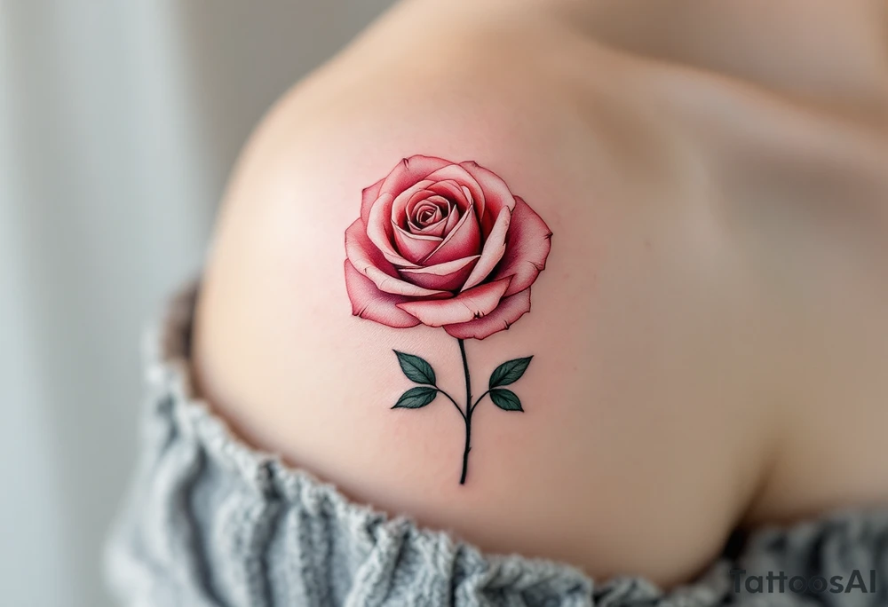 bouquet of fine-line rose with a thin black stem and soft dusty pink petals, minimal and elegant on the wrist. tattoo idea