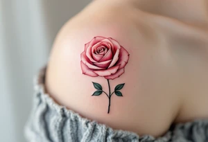 bouquet of fine-line rose with a thin black stem and soft dusty pink petals, minimal and elegant on the wrist. tattoo idea